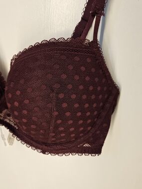 PINK by Victoria Secret Lace Dot Underwire Bra - Plum 36D